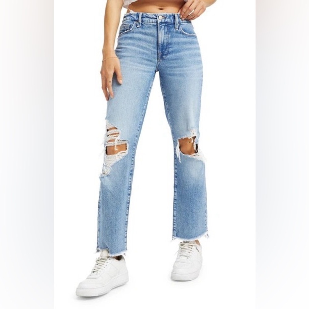 GOOD AMERICAN
Good Icon High Waist Step Hem Bootcut Jeans In Indigo294